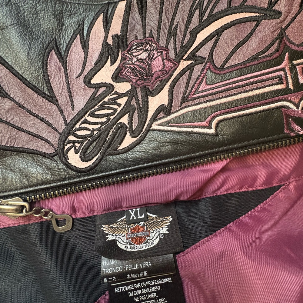 Harley-Davidson Women's Black Leather Halter with Purple Graphics - Picture 4 of 5
